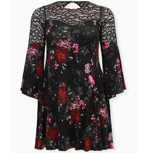Torrid 2 Super Soft Black Floral Lace A-Line Dress